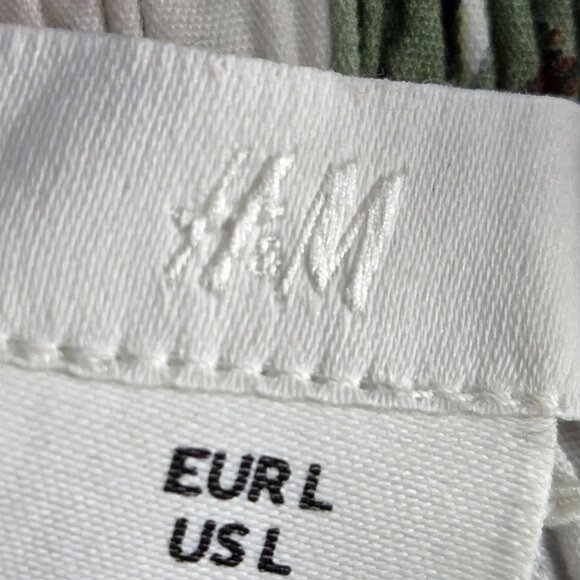 H&M White w/Multi Floral Print Removable Spaghetti Strap Smocked Top Dress Large - Picture 6 of 9